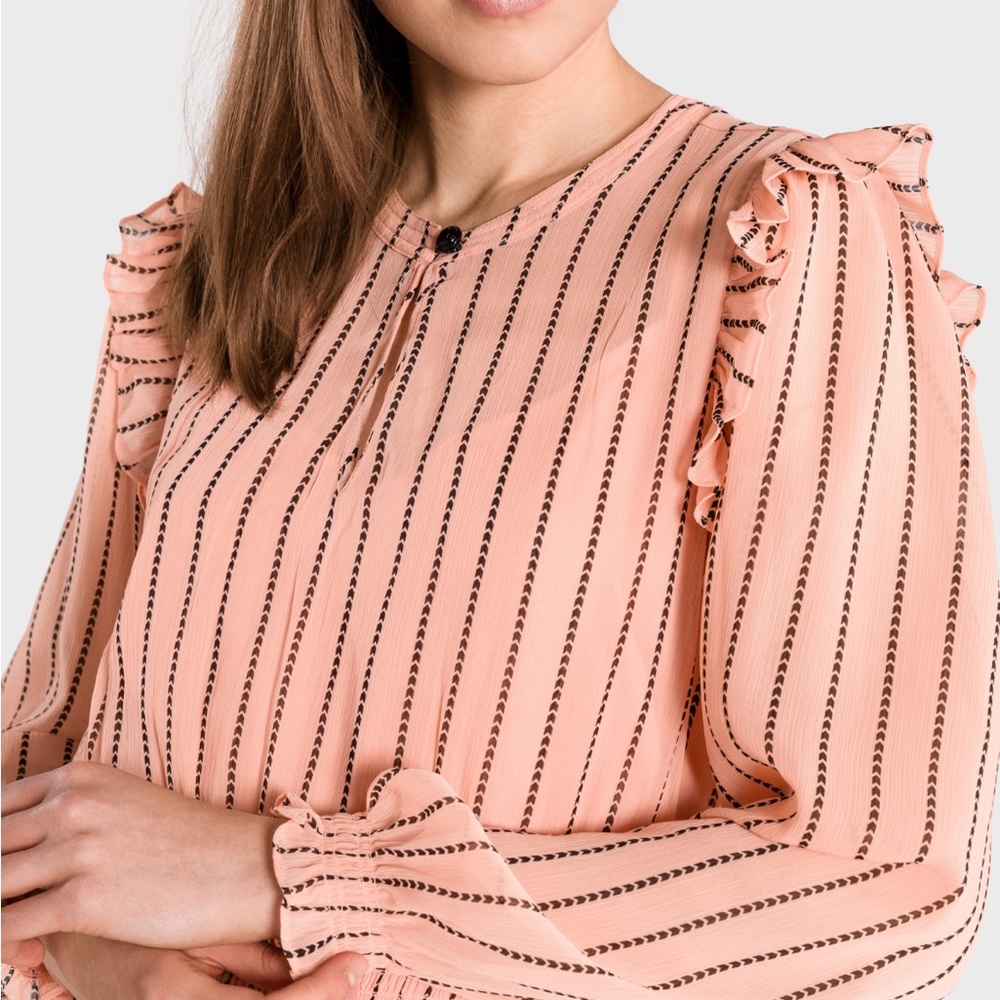 Scotch & Soda ❤️ Coral Ruffle Midi Dress